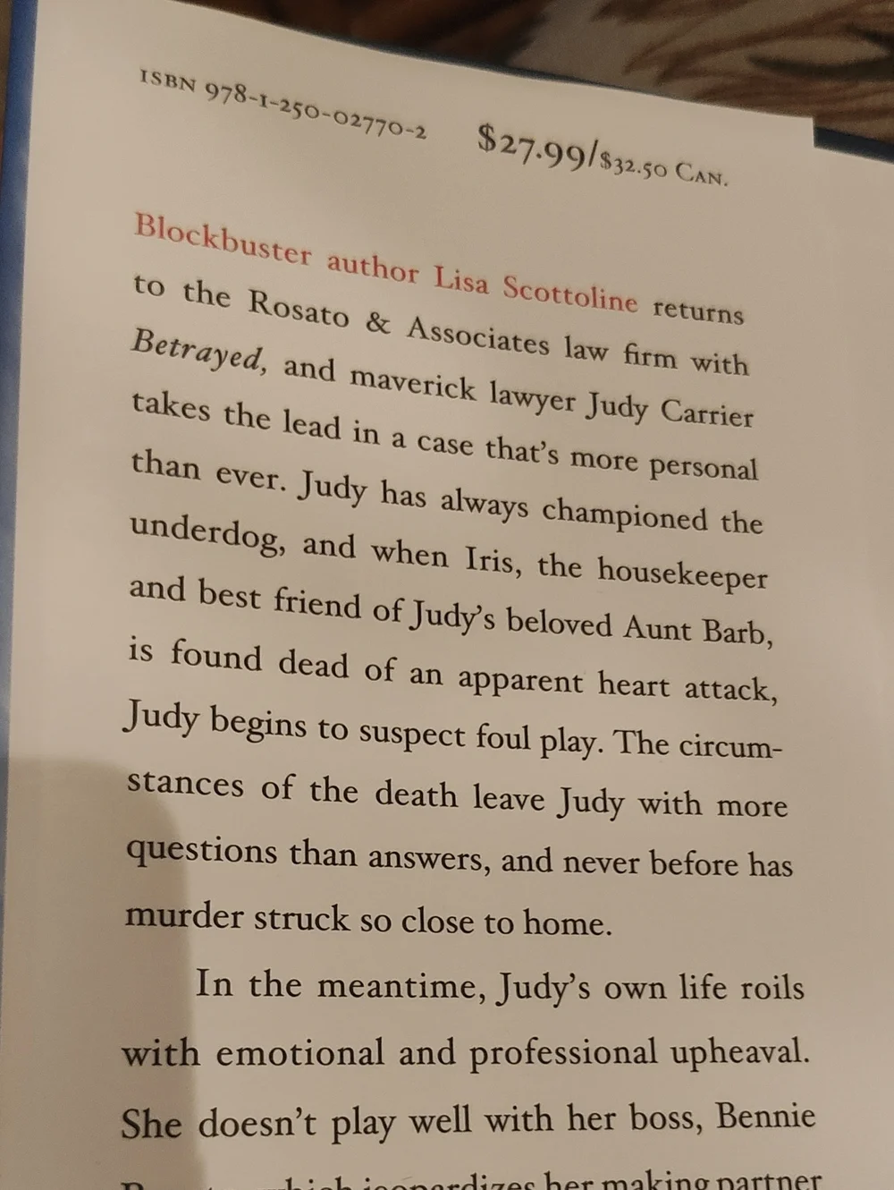 SUMMER READING: BETRAYED, NOVEL